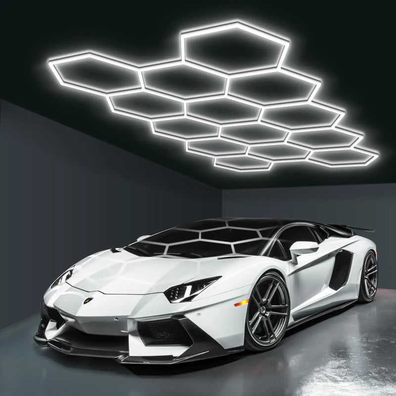 Plafonnier LED hexagonal – configuration de 14 hexagones