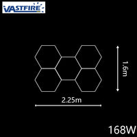 Plafonnier LED hexagonal – disposition de 5 hexagones de 225 x 160 cm