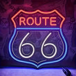 Enseigne néon LED Route 66 rouge et bleu, USB avec variateur, 38 cm