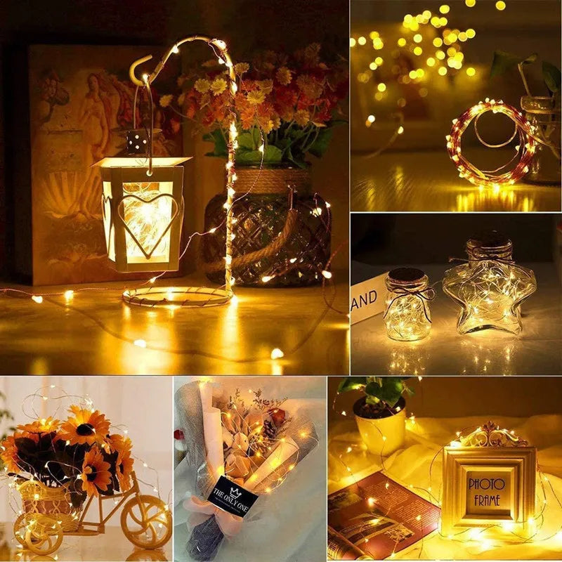 Guirlande photo lumineuse à pinces LED – guirlande dans des bocaux, une lanterne et des bouquets