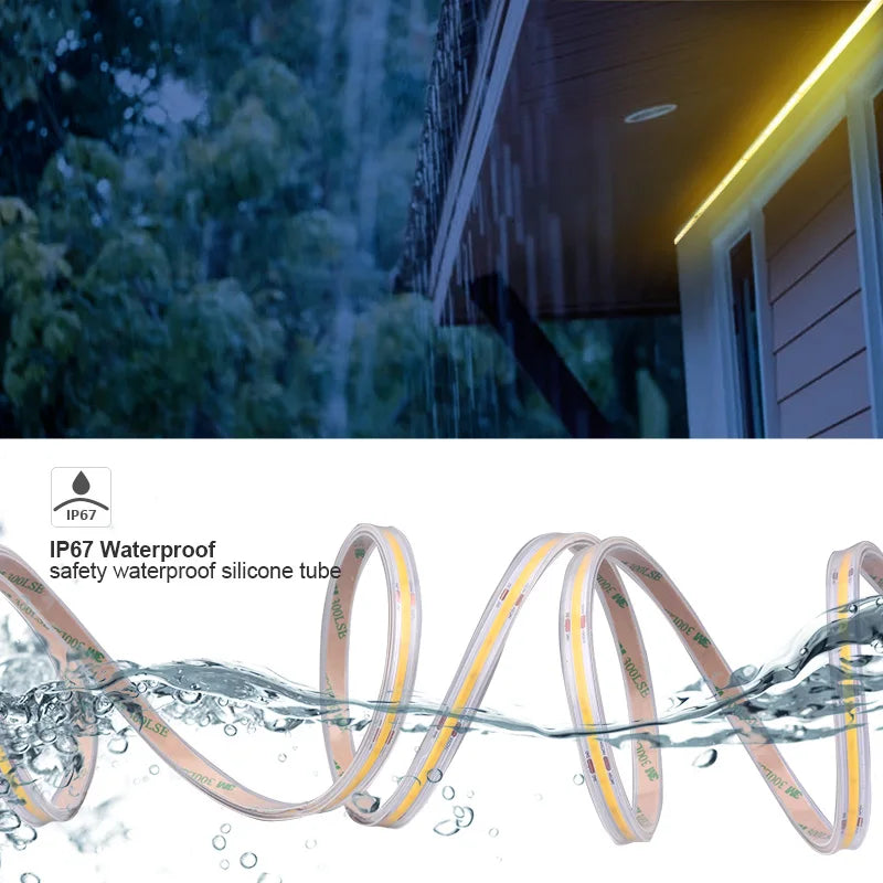 Ruban LED extérieur IP67 – gaine silicone étanche et éclairage de façade sous la pluie