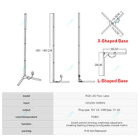 Lampadaire d'angle LED RGBIC multicolore avec télécommande, 145 ou 180 cm