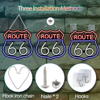 Néon LED Route 66 – les trois modes de fixation