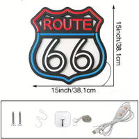 Néon LED Route 66 – schéma des dimensions et accessoires de fixation