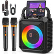 Machine karaoké lumineuse portable, 2 micros sans fil, Bluetooth 5.0, 15 W