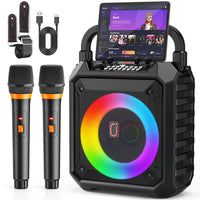 Machine karaoké lumineuse portable, 2 micros sans fil, Bluetooth 5.0, 15 W