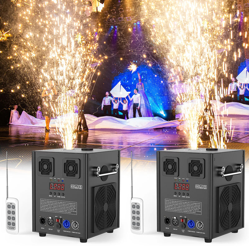 Lot de 2 machines à étincelles froides 700 W avec flight case