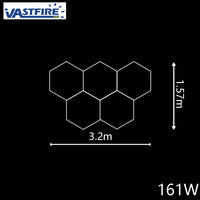 Plafonnier LED hexagonal – disposition de 5 hexagones, 3 en haut et 2 en bas, de 320 x 157 cm