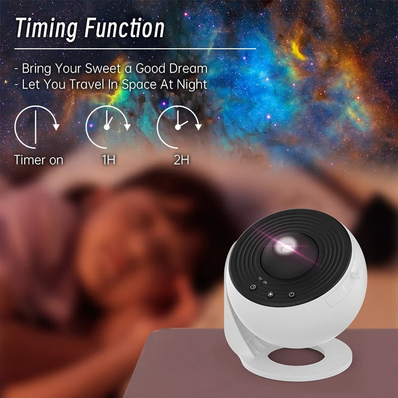Projecteur ciel étoilé galaxie 12 scènes, rotation 360° et minuterie