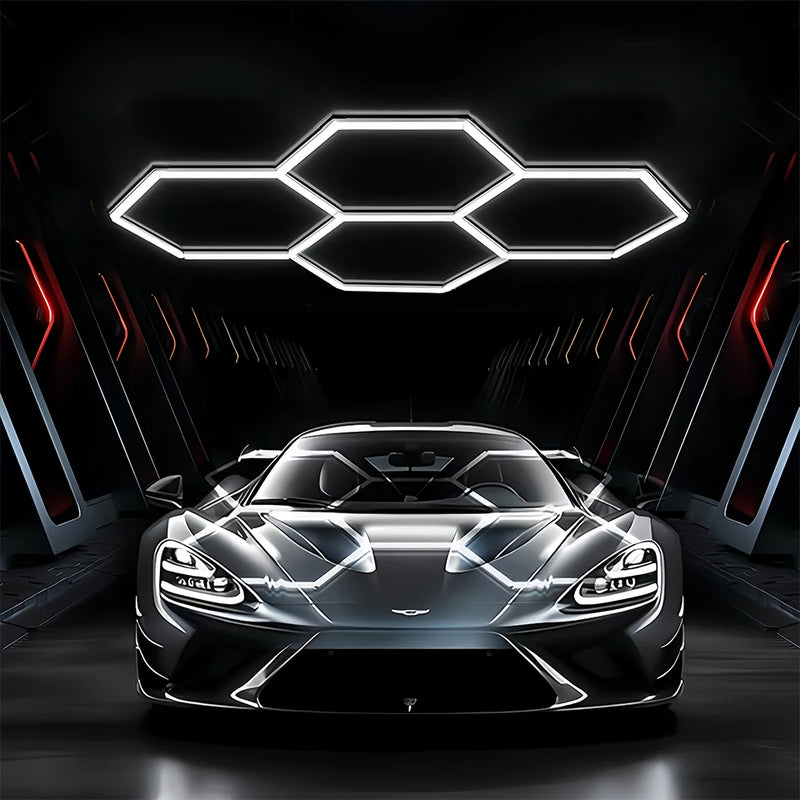 Plafonnier LED hexagonal – configuration de 4 hexagones