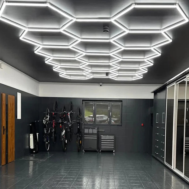 Plafonnier LED hexagonal modulable de 1 à 14 hexagones, barres de 44 cm