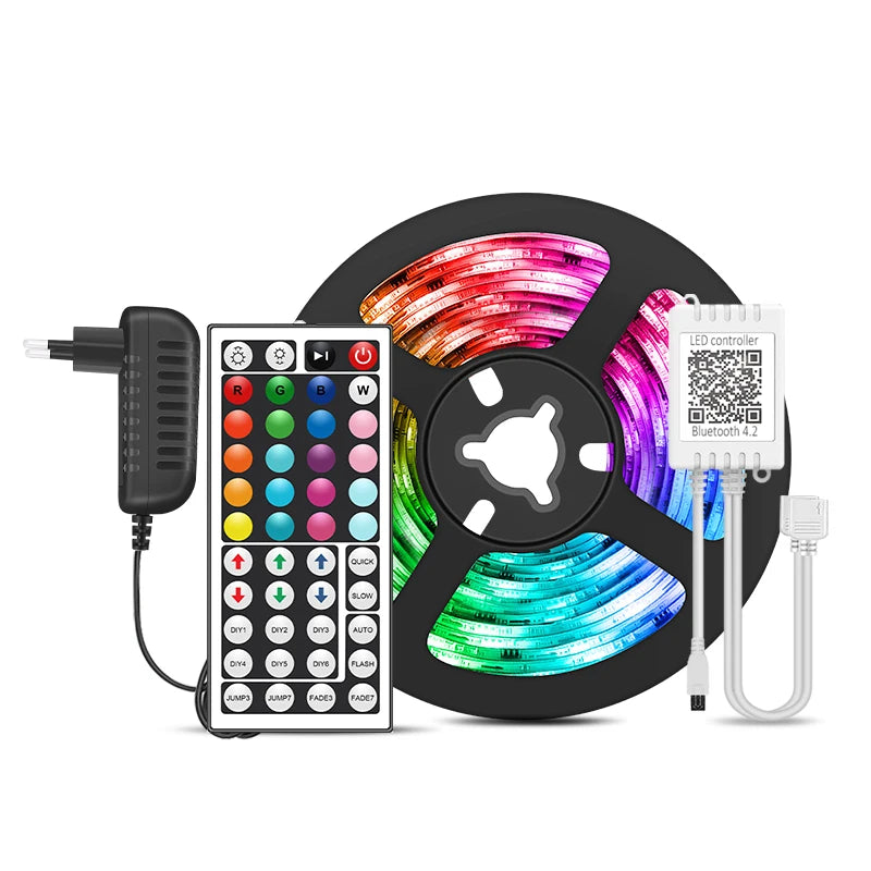 Ruban LED RGB 5050 12 V Bluetooth avec télécommande, 5 à 30 m