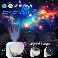 Projecteur ciel étoilé planétarium 13 disques – lecteur de musique Bluetooth et angle réglable