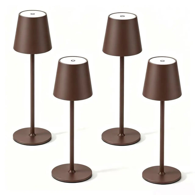 Lampes de table sans fil rechargeables – lot de 4 lampes marron