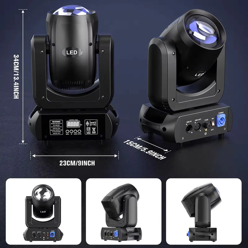 Lot de 4 lyres LED 150 W, prisme 6 + 12, DMX512, mode sonore