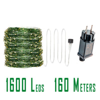 Guirlande lumineuse fil vert LED 10 à 200 m – modèle de 160 m à 1600 LED