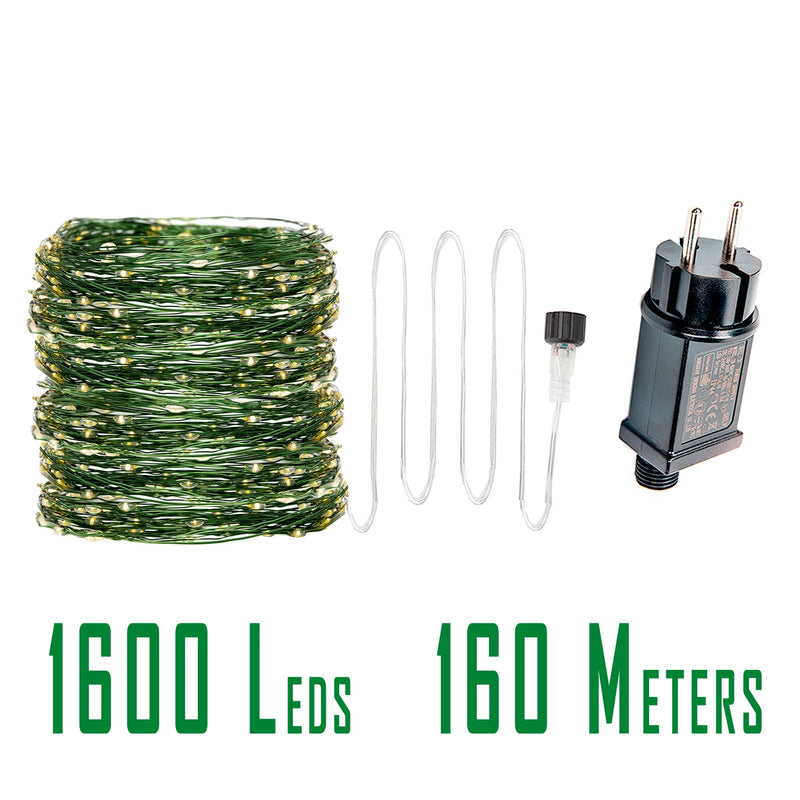 Guirlande lumineuse fil vert LED 10 à 200 m – modèle de 160 m à 1600 LED
