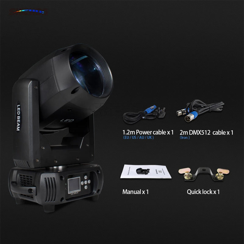 Lyre LED beam 150 W à faisceau de 2,2°, 12 gobos, DMX 16 canaux, à l'unité ou par 2