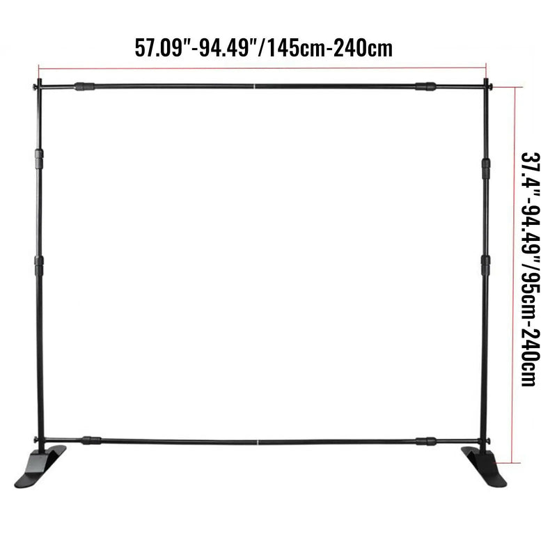 Support de fond photocall – dimensions du cadre : largeur de 145 à 240 cm et hauteur de 95 à 240 cm