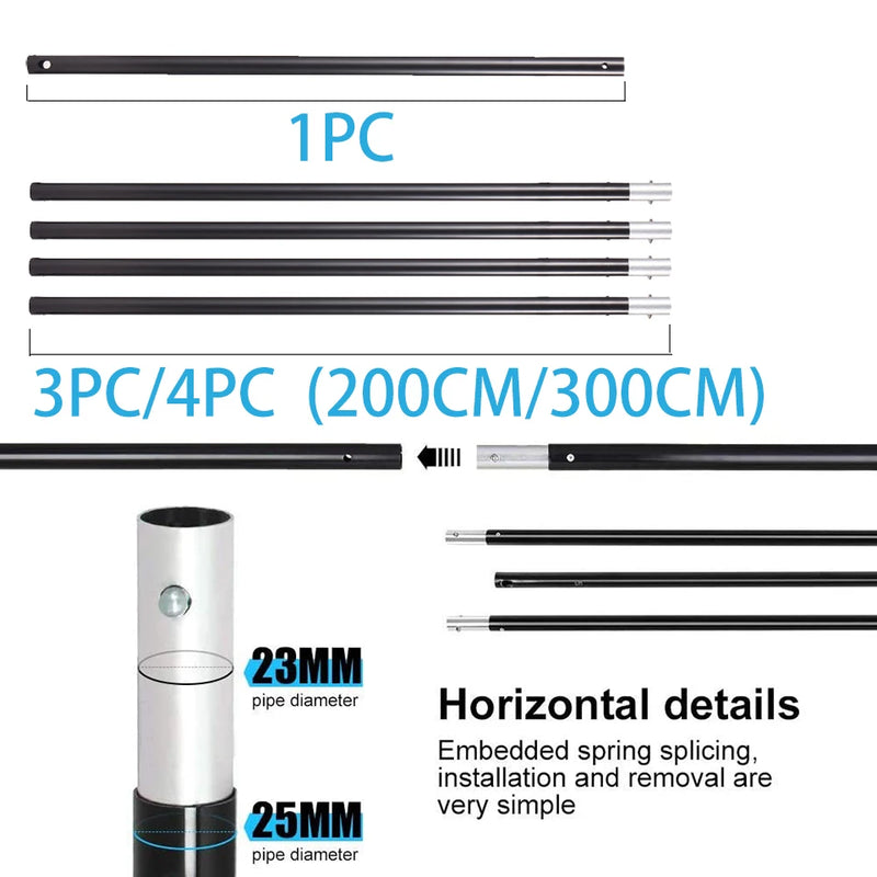 Support de fond photo – tubes de traverse emboîtables de 23 et 25 mm