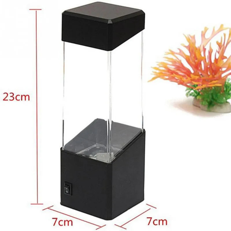 Lampe méduse aquarium – dimensions : 23 cm de haut, 7 x 7 cm de base