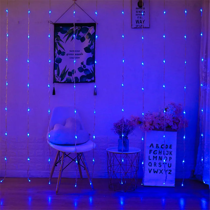Rideau lumineux cascade LED 220 V, 4 couleurs, 3 x 3 m ou 3 x 2 m
