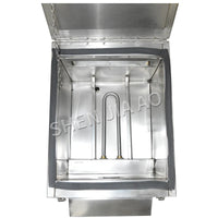 Machine à glace sèche en inox – intérieur du bac avec le tube chauffant