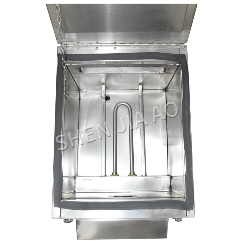 Machine à glace sèche en inox – intérieur du bac avec le tube chauffant