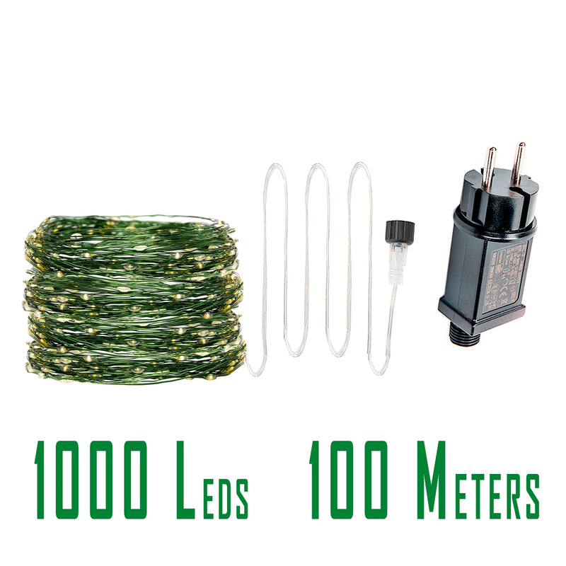 Guirlande lumineuse fil vert LED 10 à 200 m – modèle de 100 m à 1000 LED