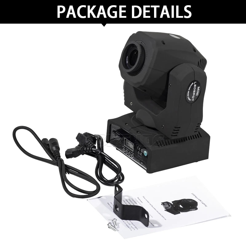 Mini lyre LED spot 60 W DMX 9 ou 11 canaux, 7 couleurs et mode sonore