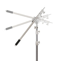 Bras girafe d'éclairage inox 106 à 249 cm – bras télescopique incliné sous plusieurs angles