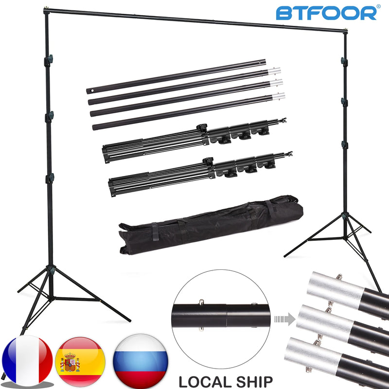 Support de fond photo – pieds, tubes de traverse et sac de transport