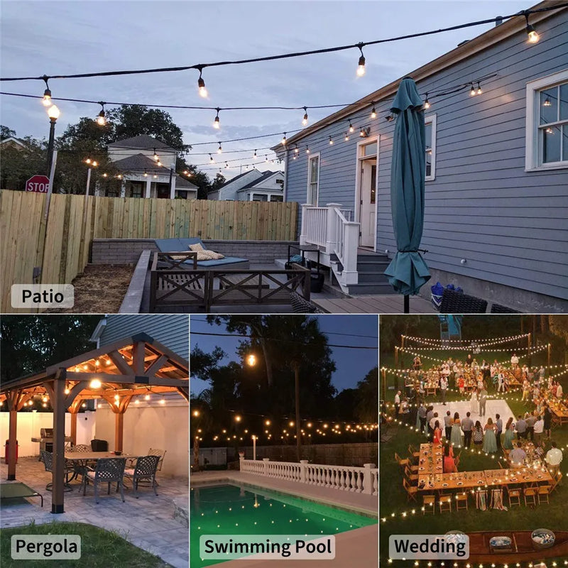 Guirlande guinguette S14 – guirlande sur patio, pergola, piscine et mariage