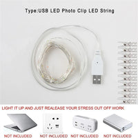 Guirlande photo lumineuse à pinces LED – modèle USB et pinces transparentes