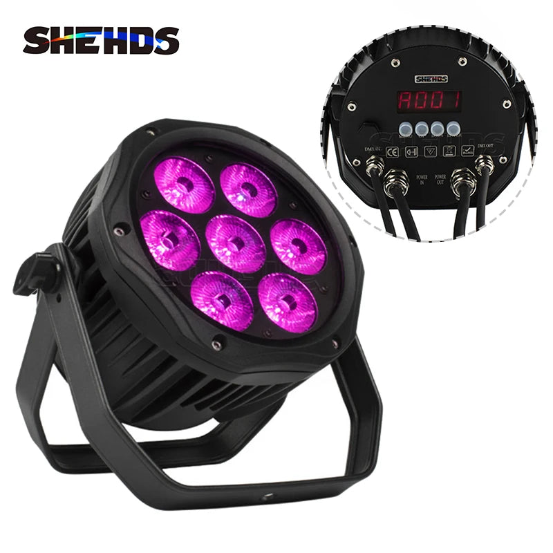 Projecteur PAR LED étanche IP65, 7 x 18 W RGBWA UV, DMX
