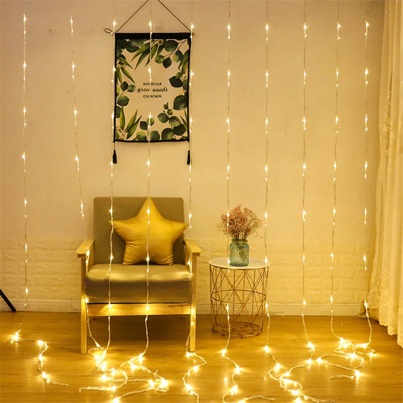 Rideau lumineux cascade LED 220 V, 4 couleurs, 3 x 3 m ou 3 x 2 m