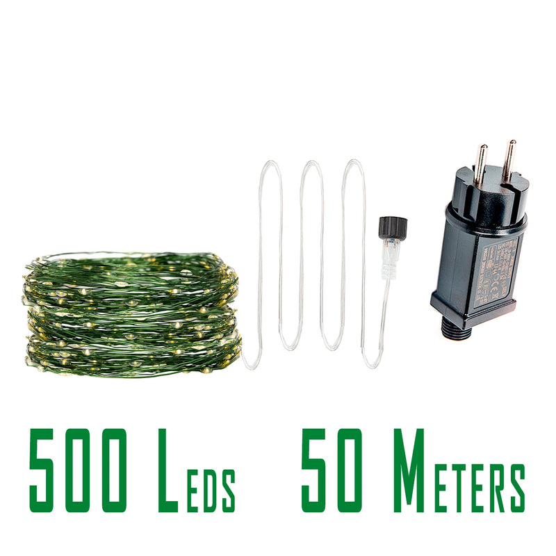 Guirlande lumineuse fil vert LED 10 à 200 m – modèle de 50 m à 500 LED