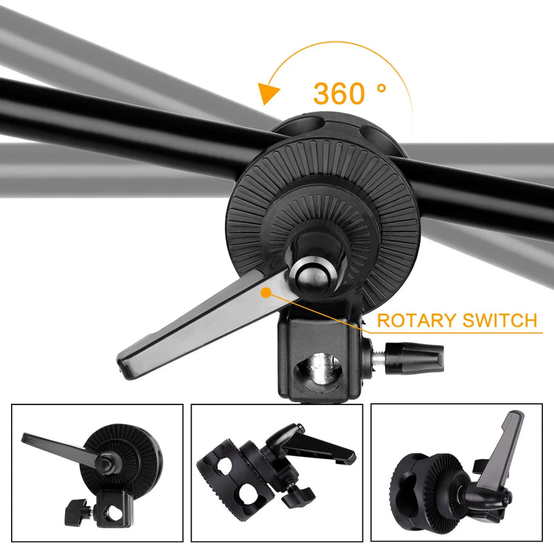 Kit softbox rectangulaire ou octogonal – rotule de fixation à rotation 360 degrés avec levier