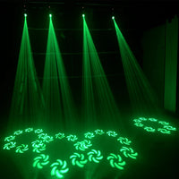 Mini lyre LED beam spot 120 W – faisceaux verts et gobos en rosace