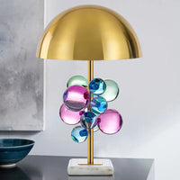 Lampe champignon à boules de verre – lampe de table à boules de verre bleues, roses et violettes