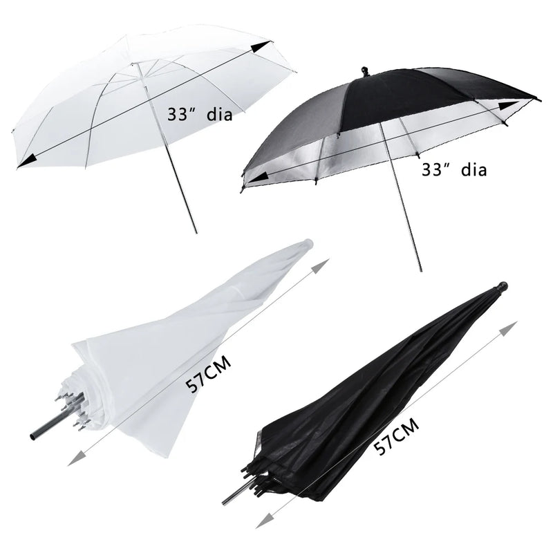Kit studio photo – parapluies blanc et noir de 33 pouces