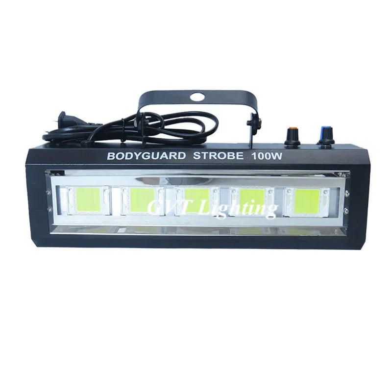 Stroboscope LED 100 W – vue de face avec étrier et cordon