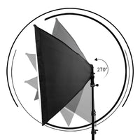 Kit softbox 50x70 cm – softbox pivotante, réglage de l'angle sur 270 degrés