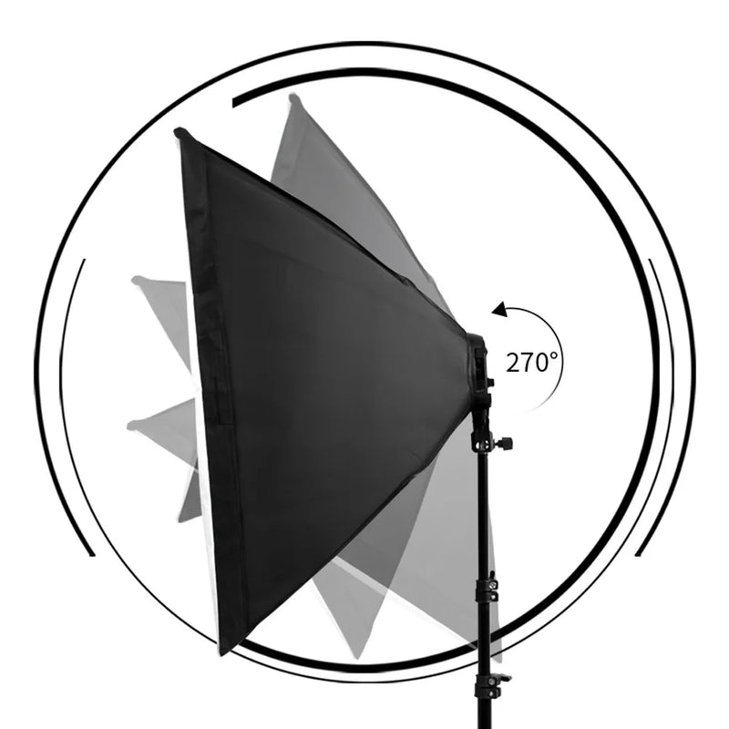 Kit softbox 50x70 cm – softbox pivotante, réglage de l'angle sur 270 degrés