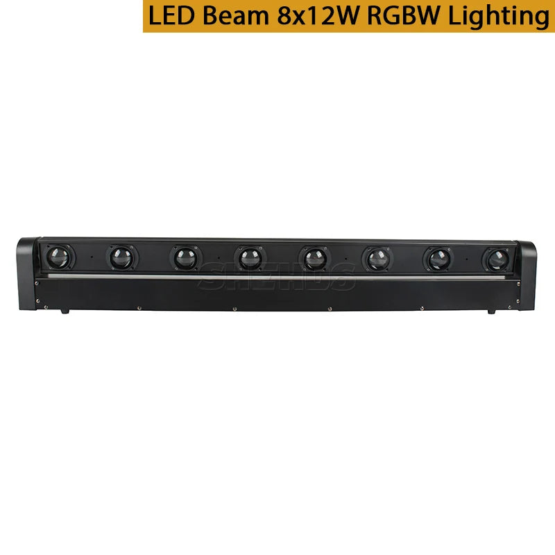 Barre LED à tête mobile 8 x 12 W – une barre vue de face
