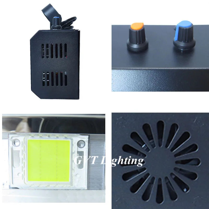 Stroboscope LED 100 W – étrier, molettes, LED et ventilation