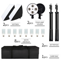 Kit softbox 50x70 cm – contenu du kit à 2 softbox et 8 ampoules LED 20 W blanches