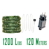 Guirlande lumineuse fil vert LED 10 à 200 m – modèle de 120 m à 1200 LED