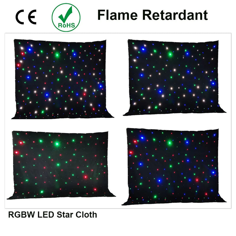 Rideau ciel étoilé LED sur velours noir avec contrôleur DMX, de 2 x 3 m à 4 x 10 m