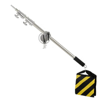 Bras girafe d'éclairage inox 106 à 249 cm – bras avec sac de lest jaune et noir